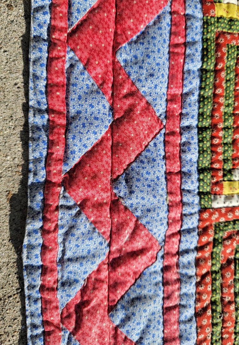 19thc Log Cabin Quilt W/ Zig Zag Border For Sale at 1stDibs borders