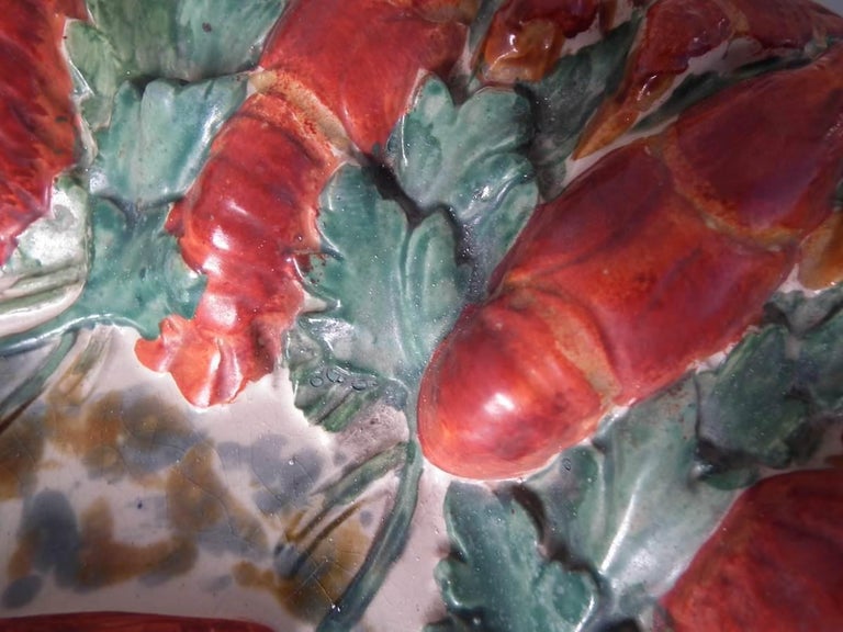 French 19th Century Longchamp Majolica Lobster Platter