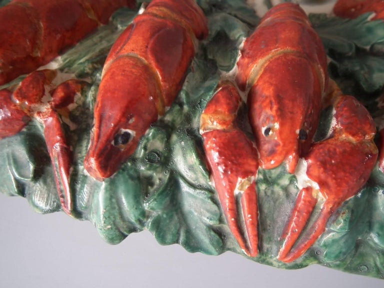 Late 19th Century 19th Century Longchamp Majolica Lobster Platter