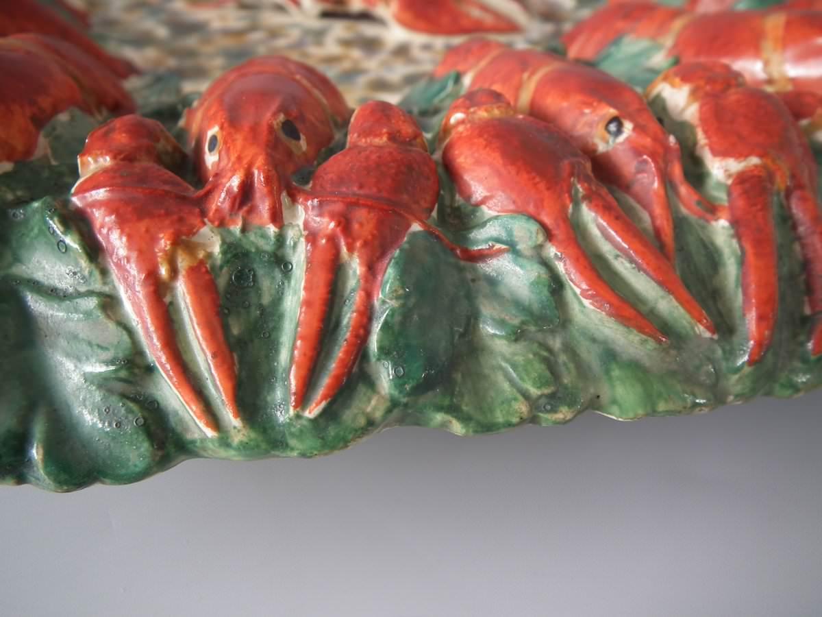 19th Century Longchamp Majolica Lobster Platter 2