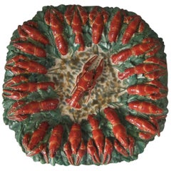 19th Century Longchamp Majolica Lobster Platter