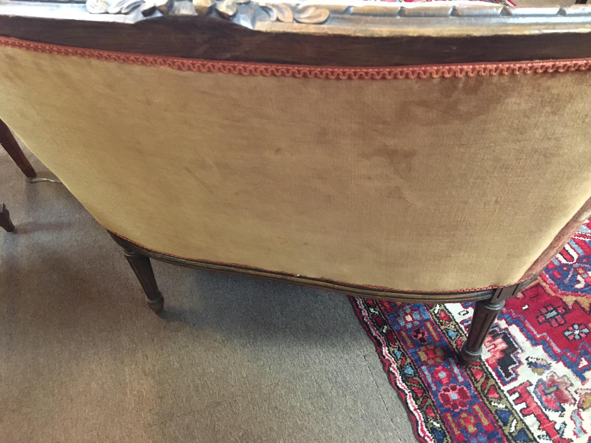 19thc Louis XVI Carved Fruitwood Settee with Needlepoint Upholstery For Sale 7