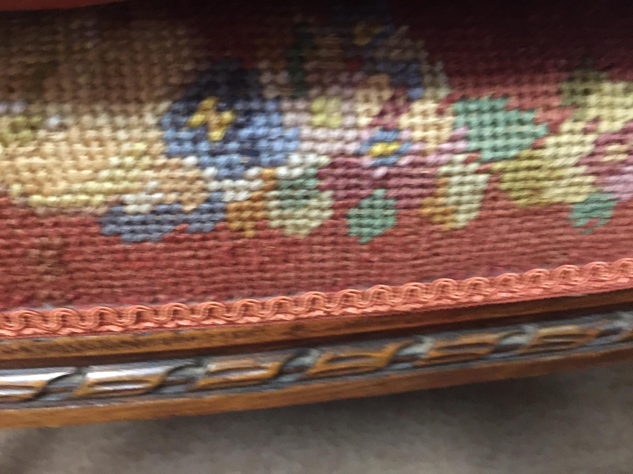19thc Louis XVI Carved Fruitwood Settee with Needlepoint Upholstery For Sale 9