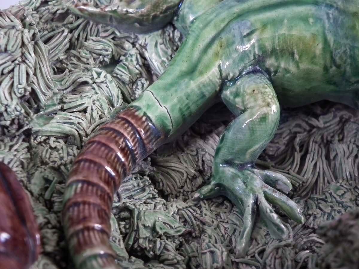 19th Century Mafra Palissy Majolica Lizard Plate 4