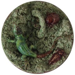 assiette lézard Mafra Palissy Majolica du 19ème siècle