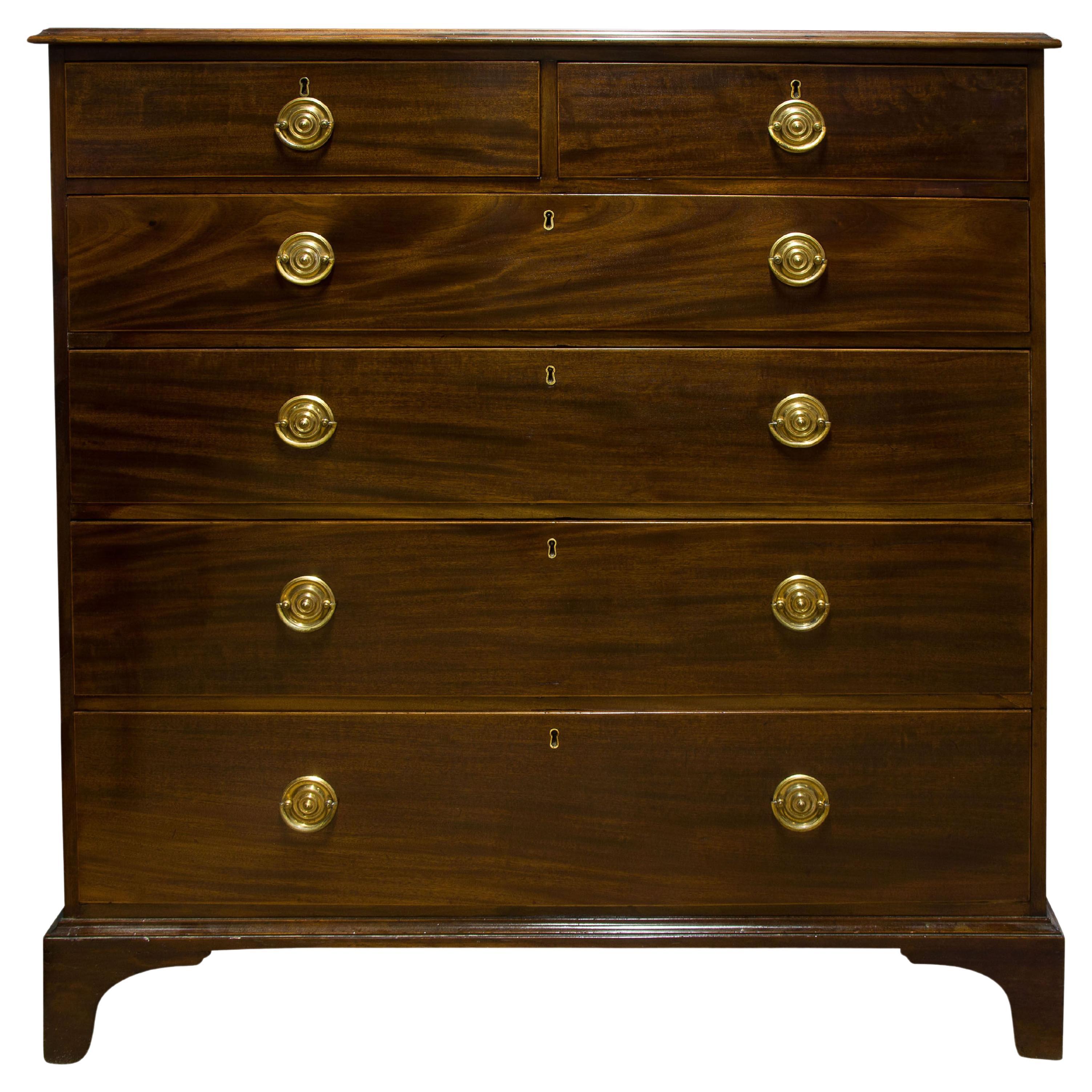 19thC English Campaign Mahogany Secretaire Chest Drawers For Sale at