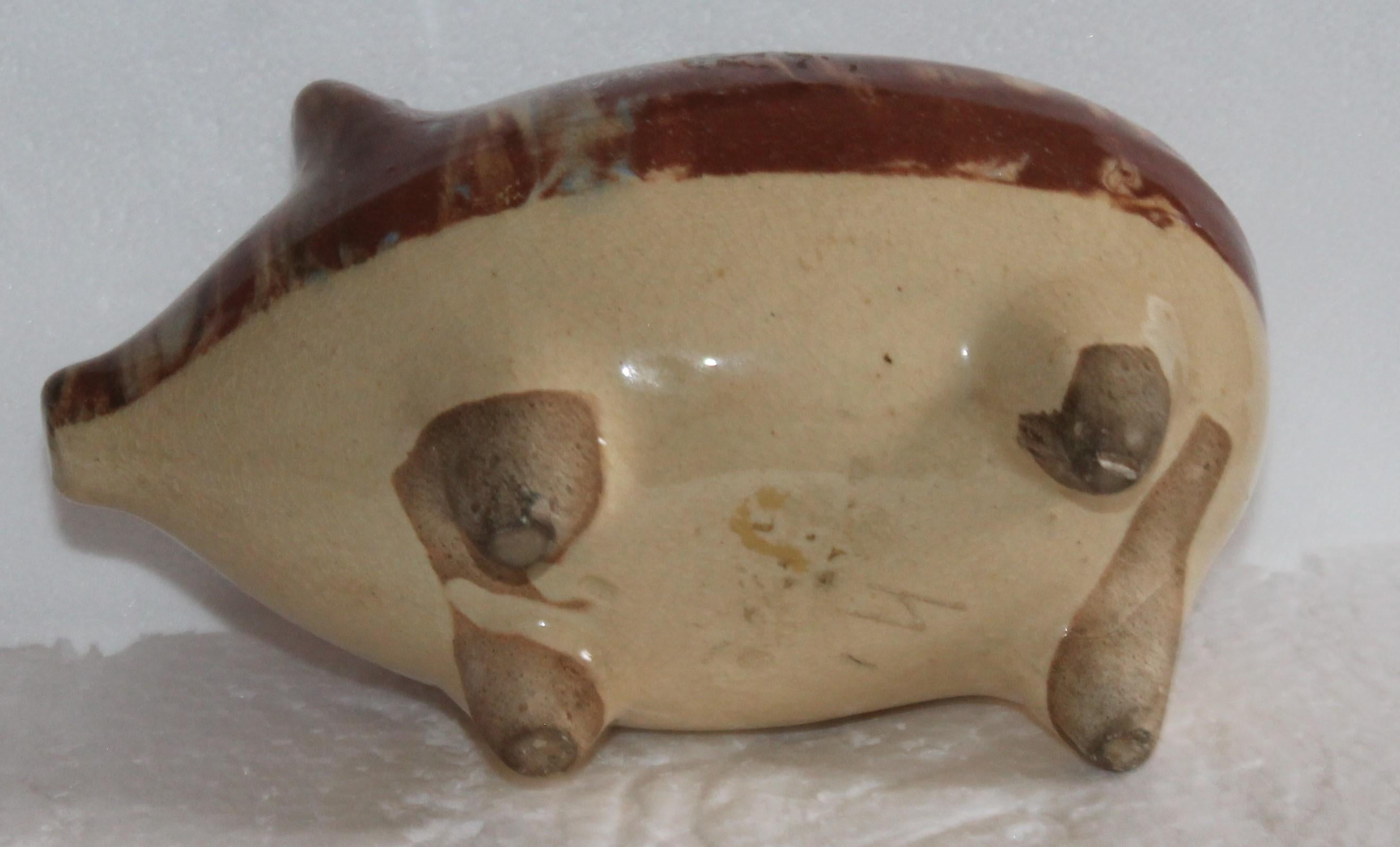 Folk Art 19Thc Marbleized Stone Ware Piggy Bank For Sale