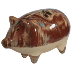 19Thc Marbleized Stone Ware Piggy Bank