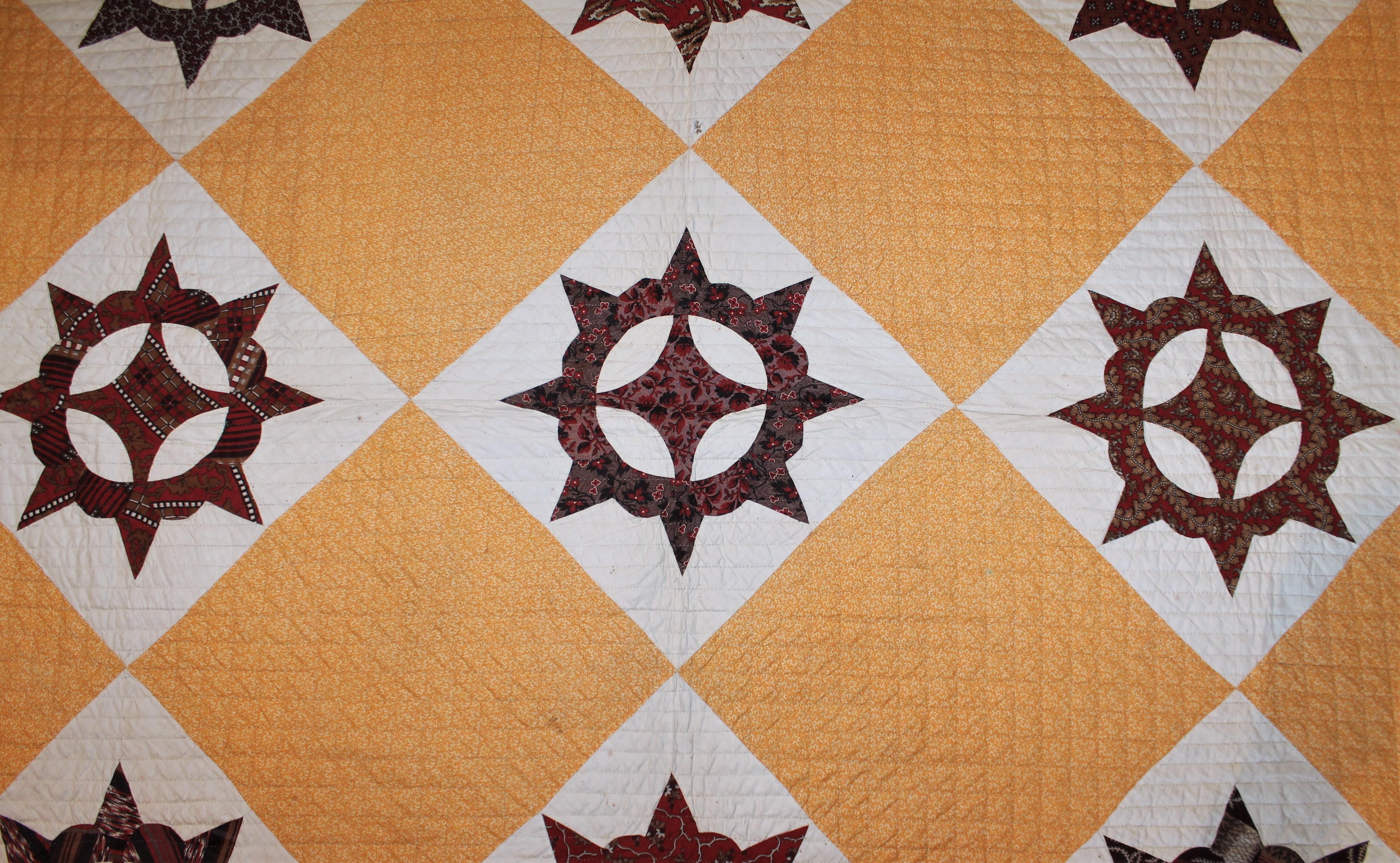 American 19thc Mariners Compass Wheel Quilt