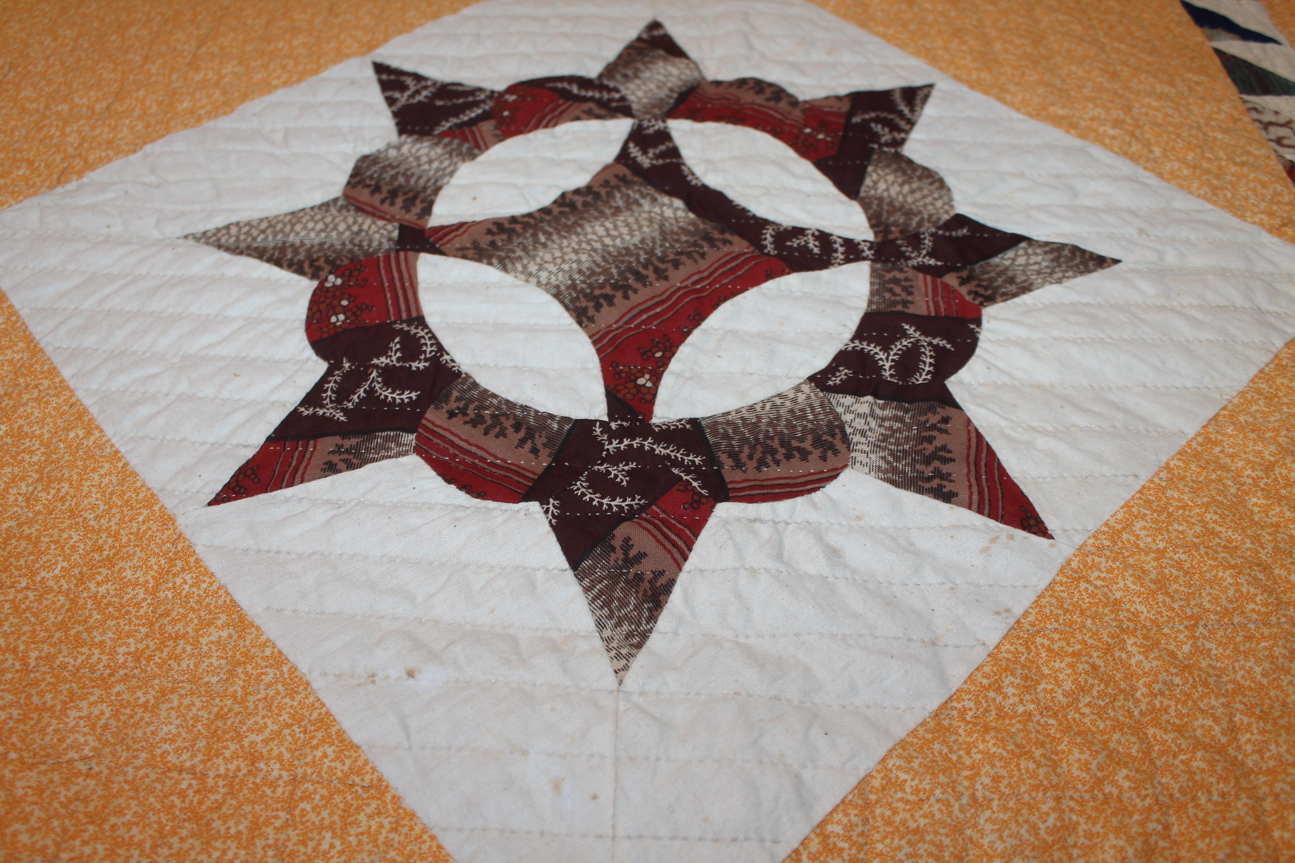 19thc Mariners Compass Wheel Quilt In Good Condition In Los Angeles, CA