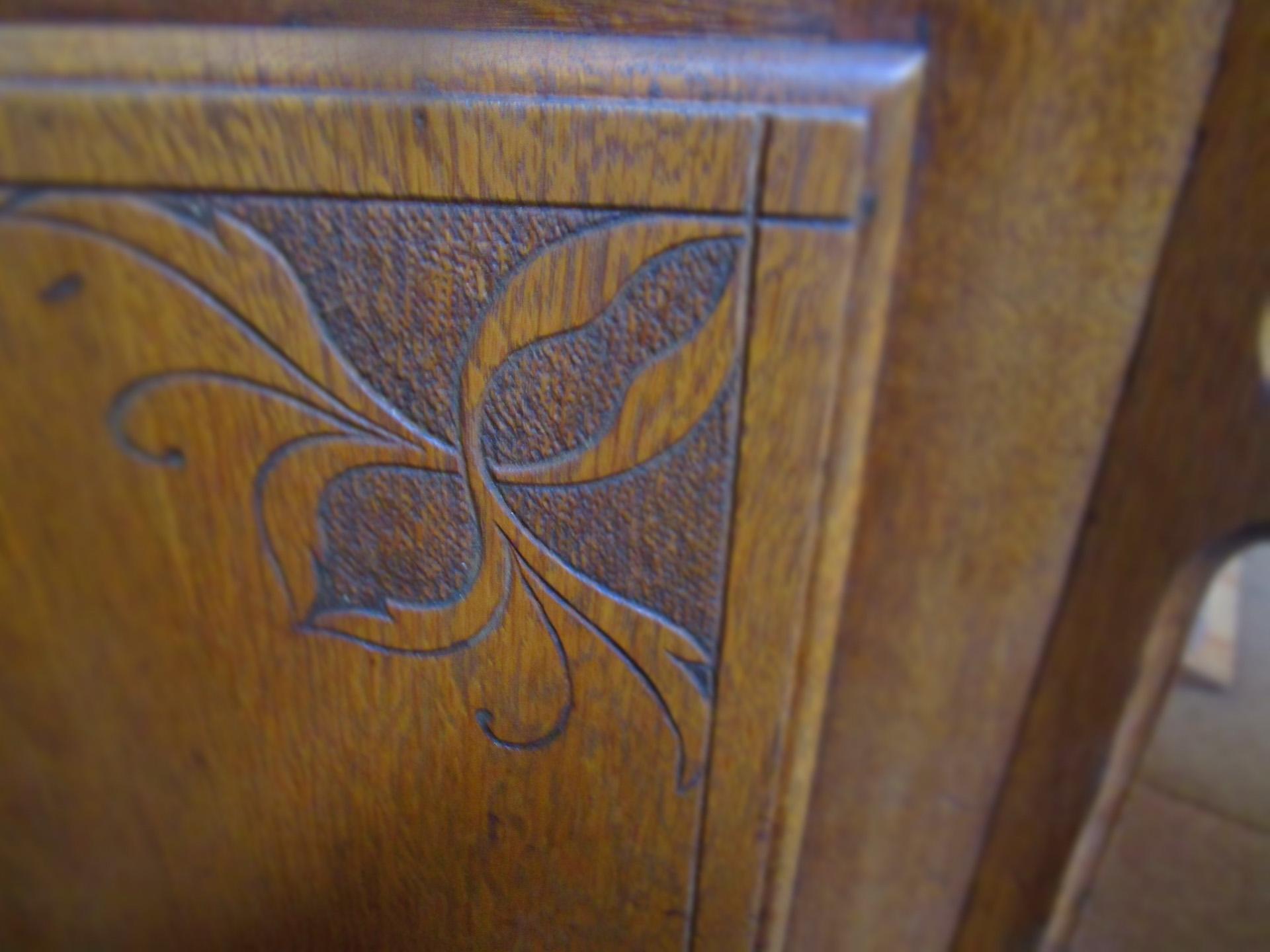 19thc Masonic Triangular Carved Oak Table Altar 2