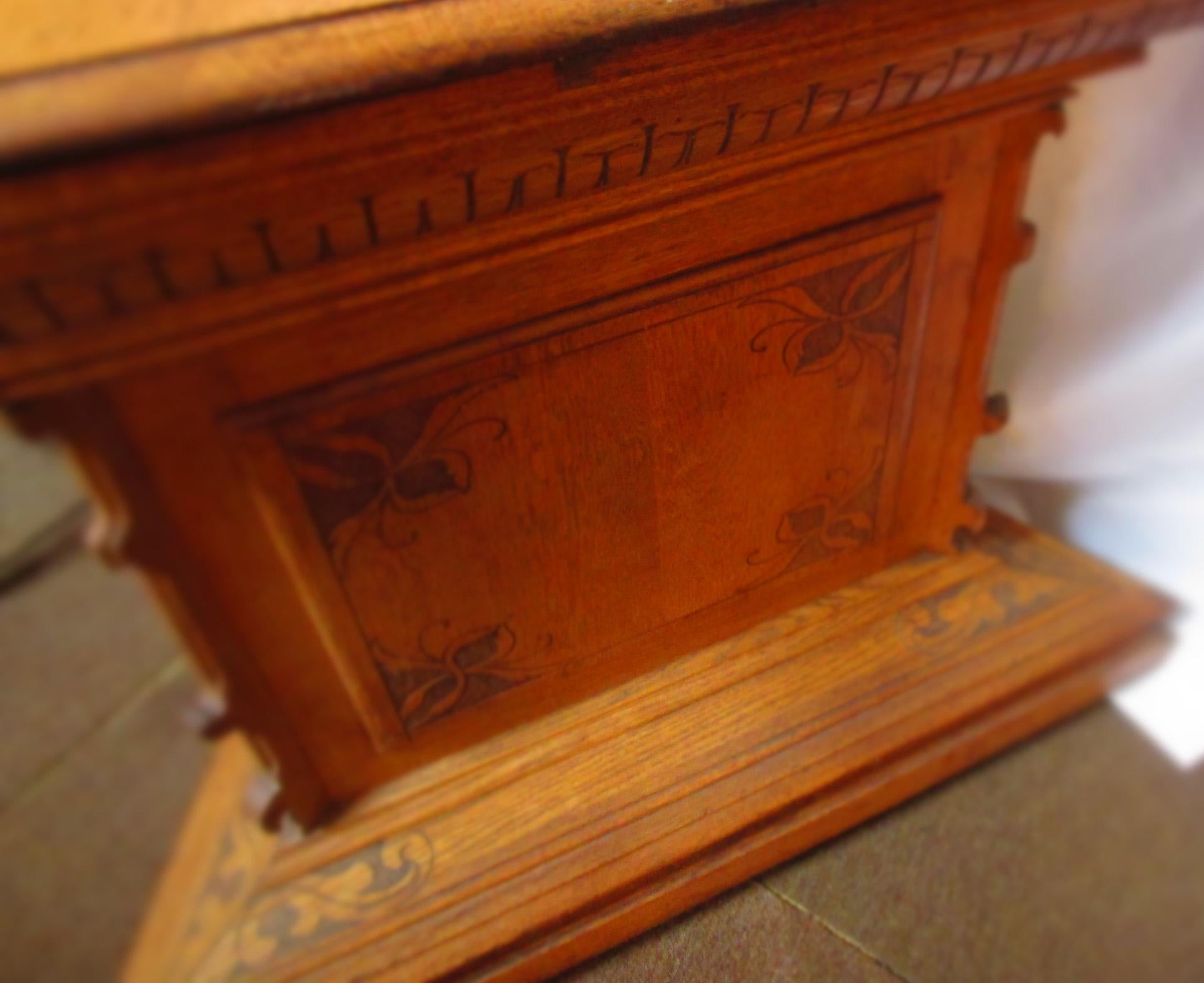 19thc Masonic Triangular Carved Oak Table Altar For Sale 3