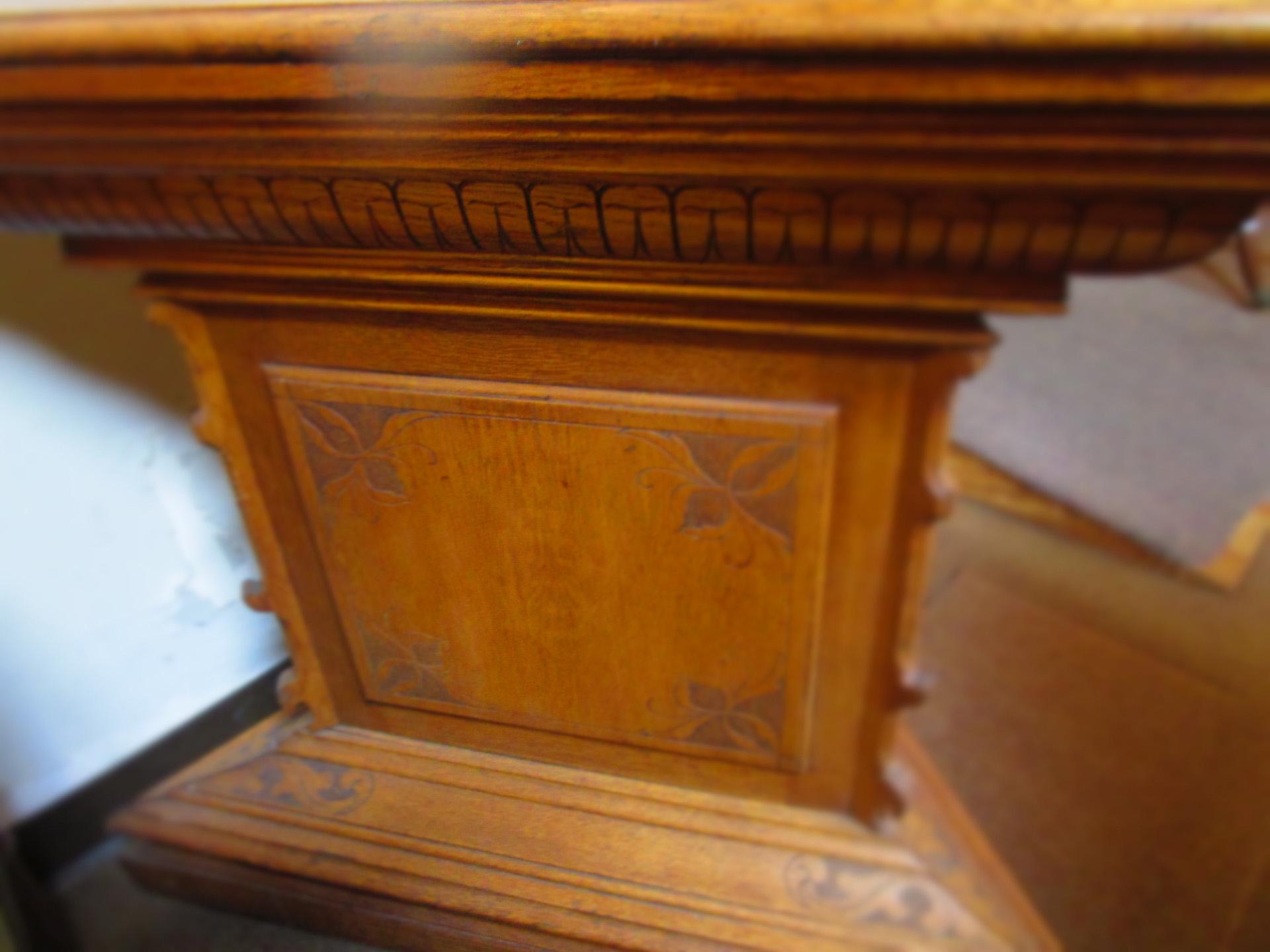 19thc Masonic Triangular Carved Oak Table Altar For Sale 4