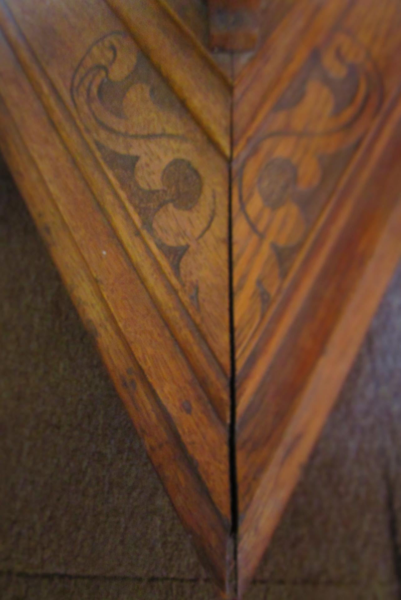 19thc Masonic Triangular Carved Oak Table Altar For Sale 5