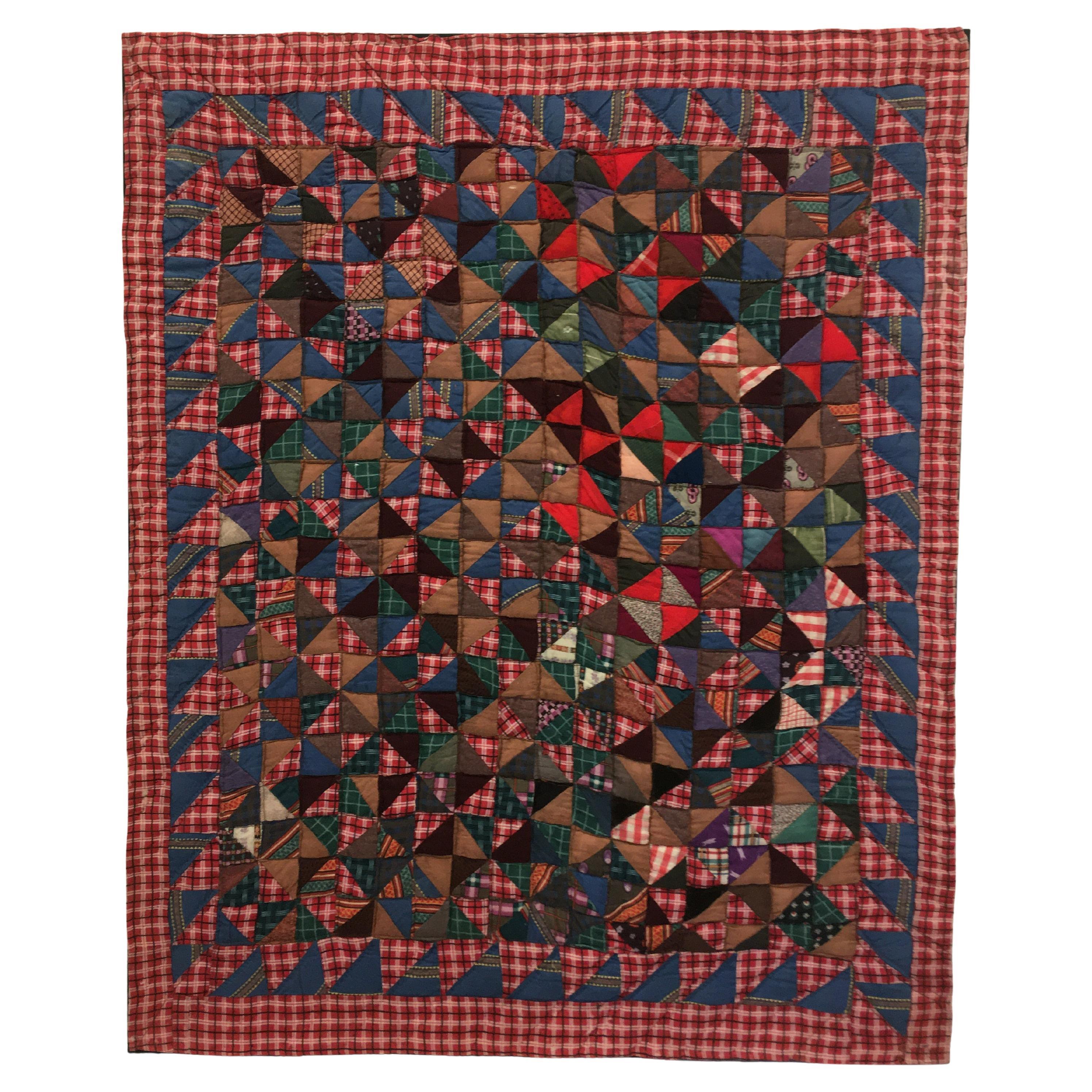 19Thc Mini Pieced Broken Dishes Mounted Crib Quilt en vente