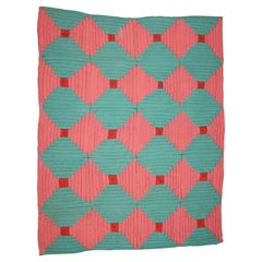Antique 19thc Mini Pieced Wool Log Cabin Crib Quilt