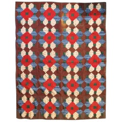 19th Century Mini Pieced Wool Log Cabin Quilt