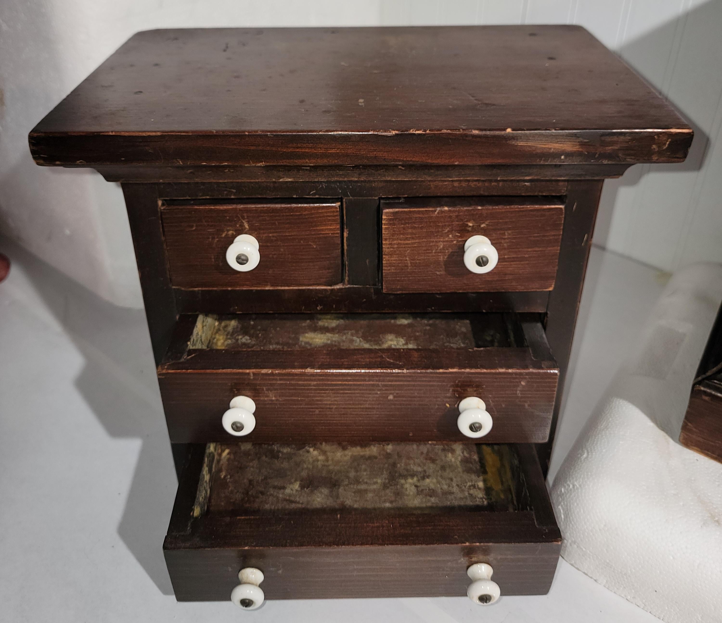 American 19Thc Mini Step Back Child's Cupboard-2 Pcs. For Sale