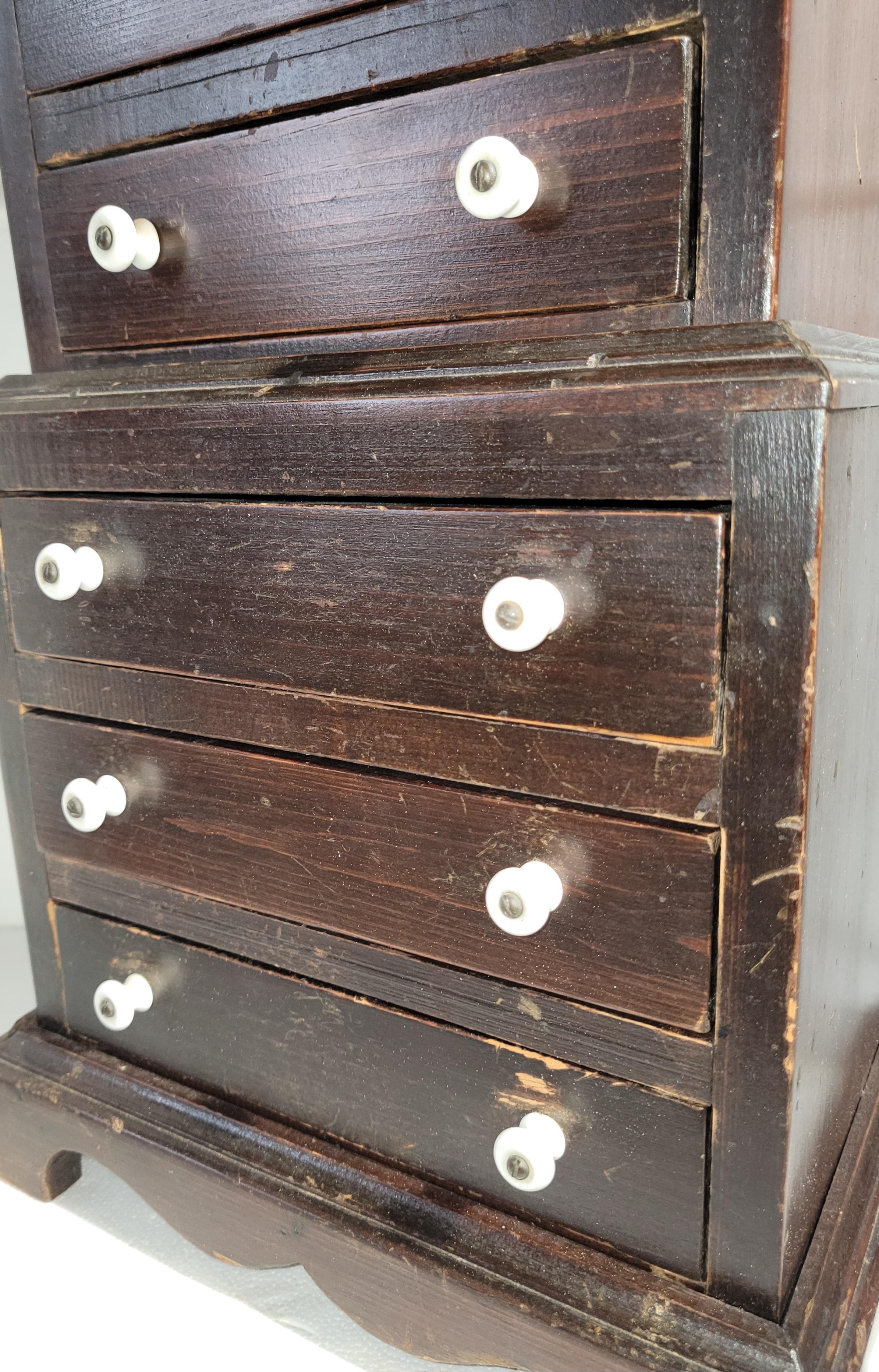 Porcelain 19Thc Mini Step Back Child's Cupboard-2 Pcs. For Sale