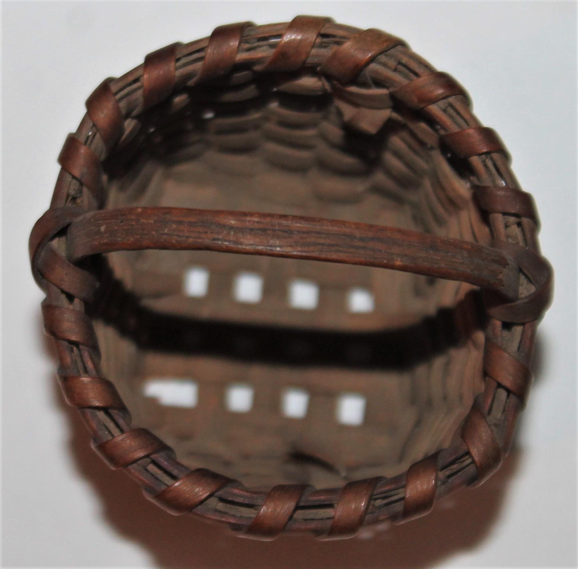 Hand-Crafted 19th Century Miniature Basket with Original Surface