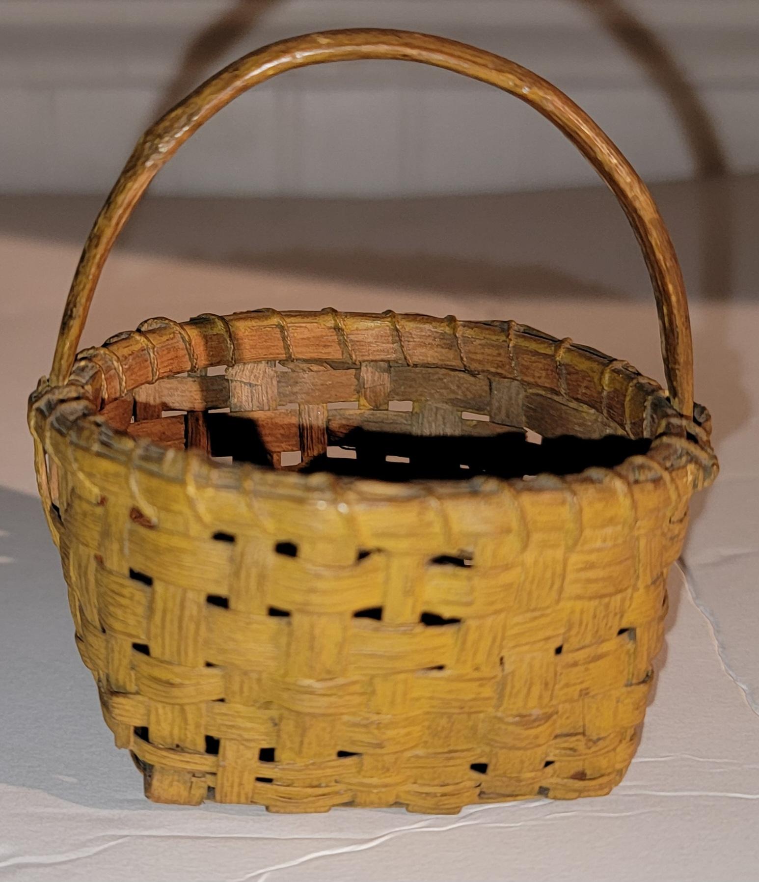 Folk Art 19thc Miniature Original Painted  Mustard Basket For Sale