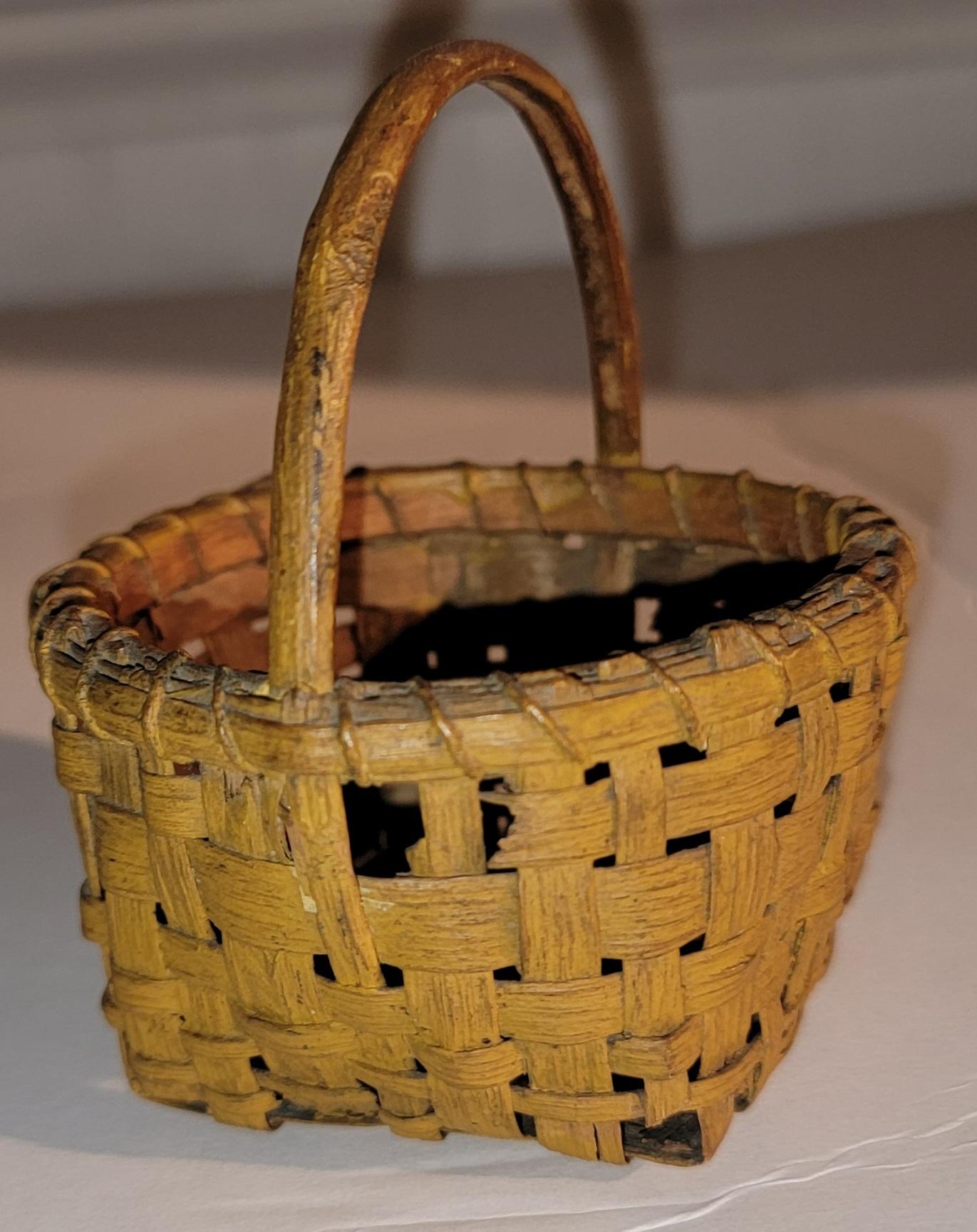 American 19thc Miniature Original Painted  Mustard Basket For Sale