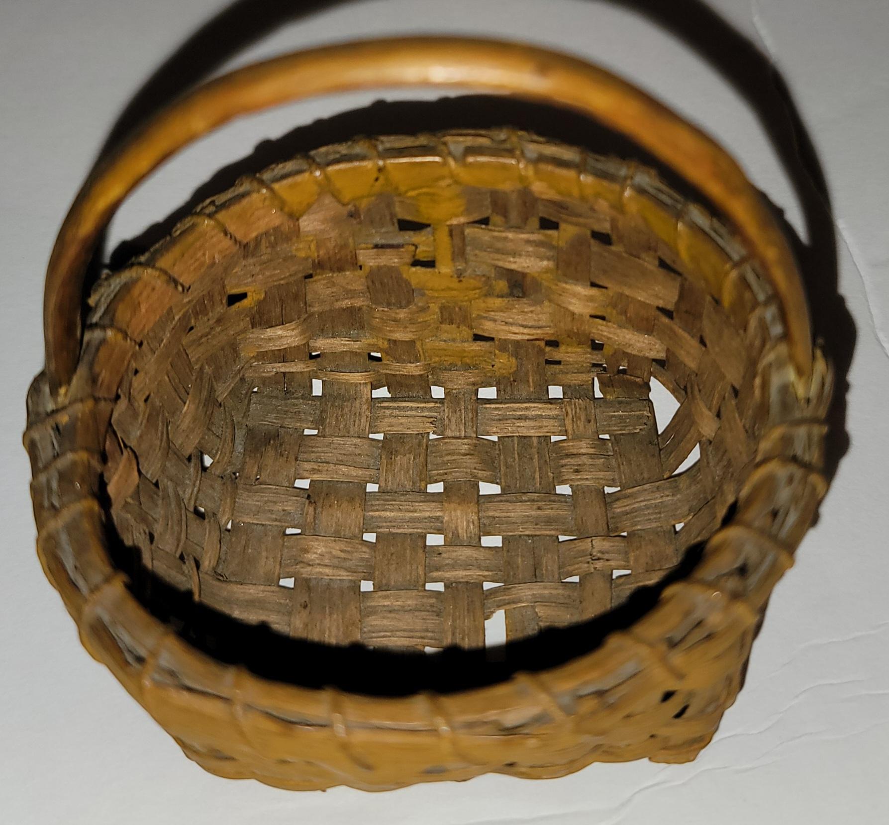 Hand-Painted 19thc Miniature Original Painted  Mustard Basket For Sale