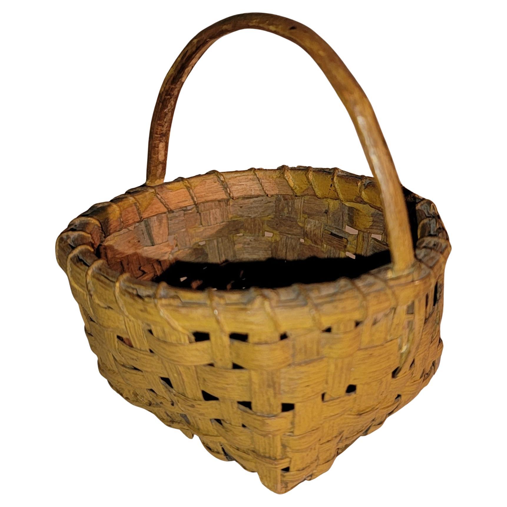 19thc Miniature Original Painted  Mustard Basket For Sale