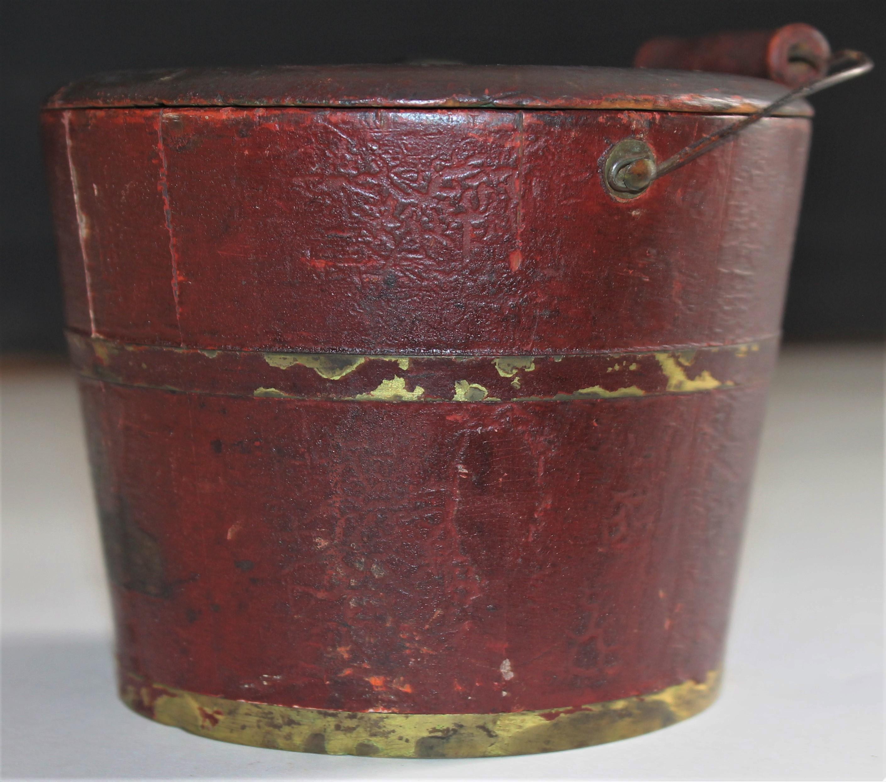 Country 19th Century Miniature Original Red Shaker Bucket For Sale