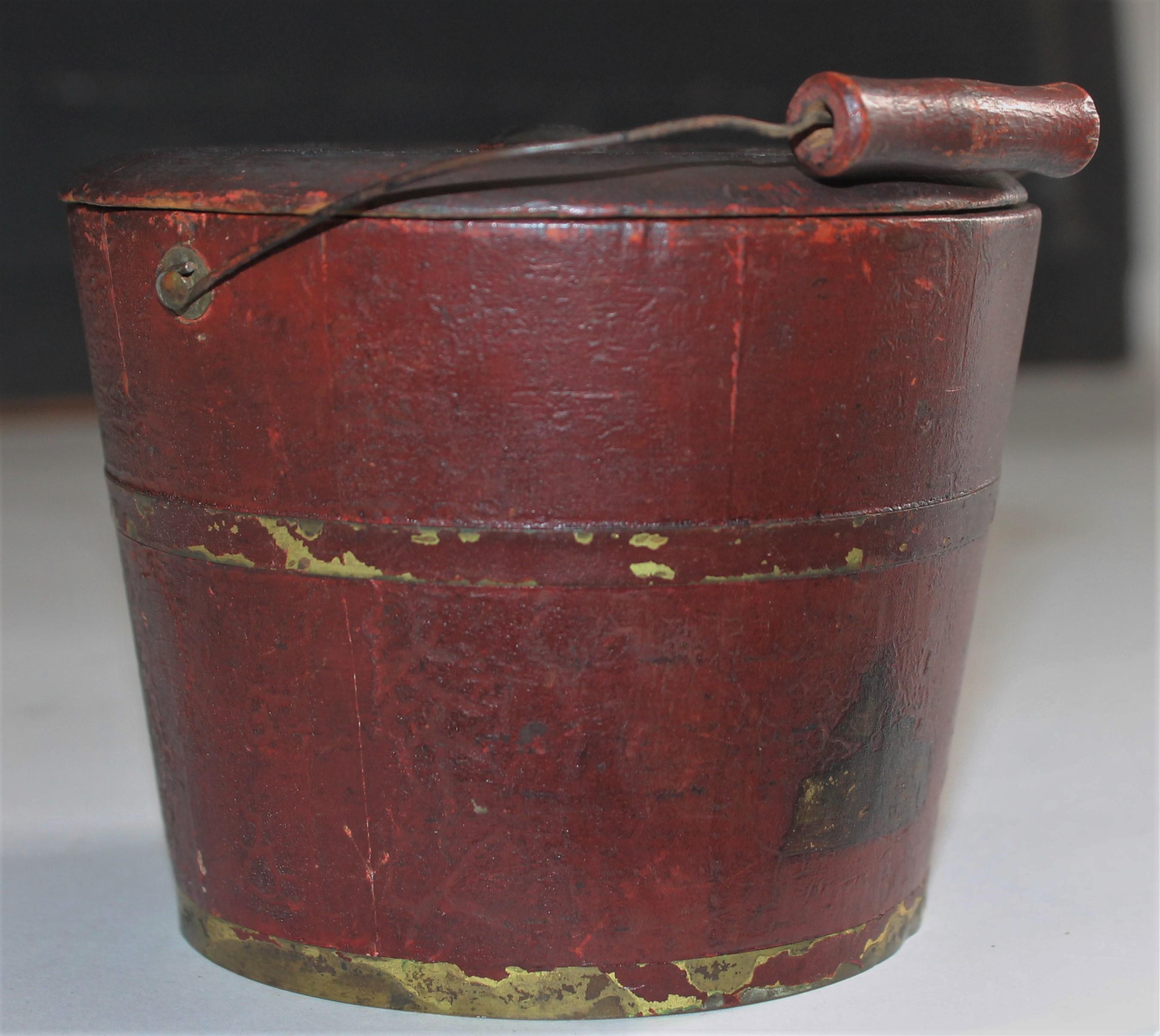 American 19th Century Miniature Original Red Shaker Bucket