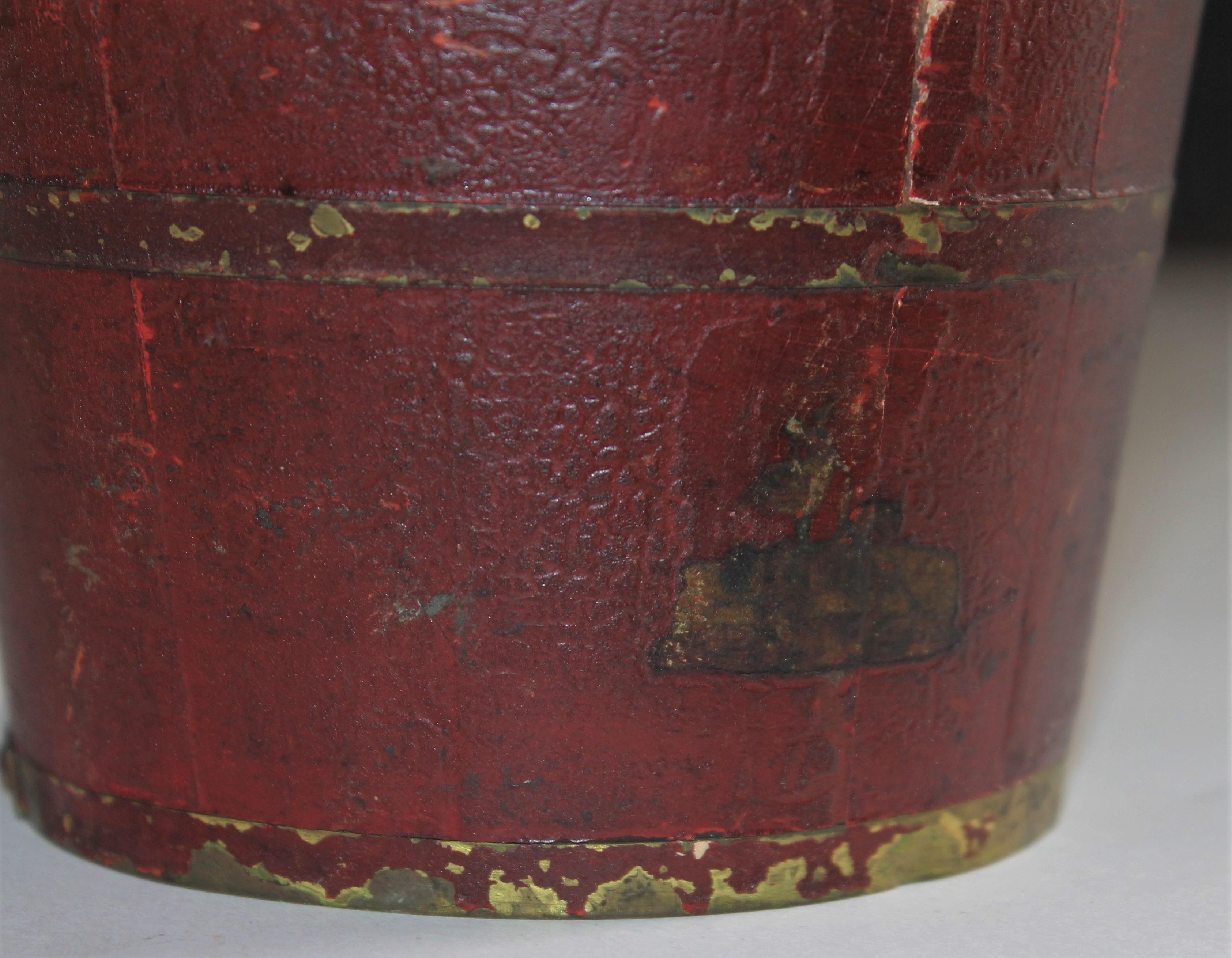 19th Century Miniature Original Red Shaker Bucket In Good Condition For Sale In Los Angeles, CA