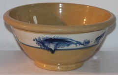 19th Century Mocha Yellow Ware Mixing Bowl, Large