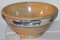 19th Century Mocha Yellow Ware Mixing Bowl-Large