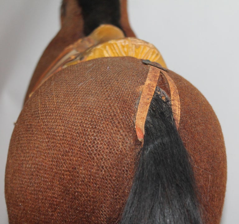 Hand-Crafted 19th Century Mohair and Leather Horse on Wheels For Sale