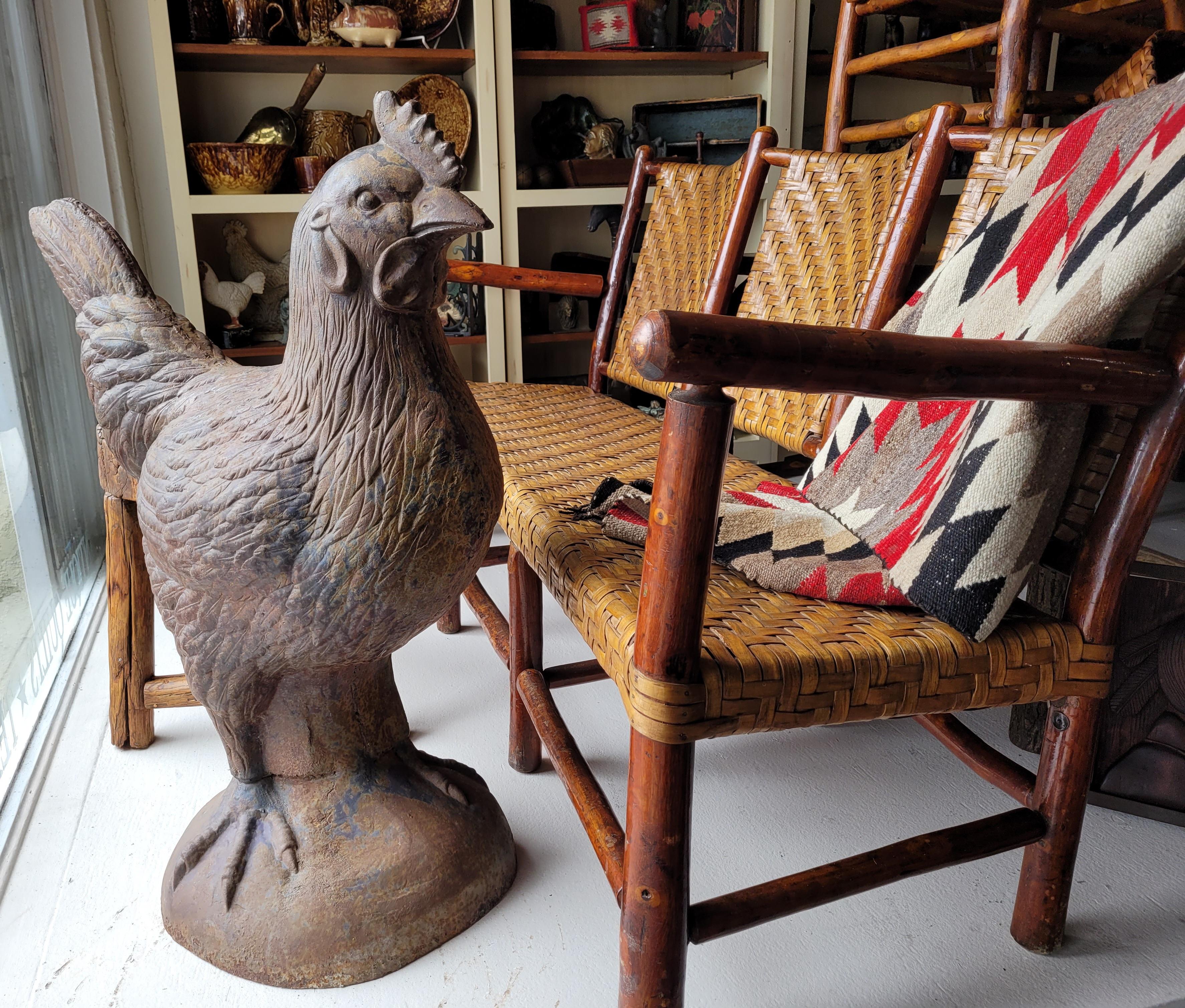 19thc Monumental Cast Iron Garden Rooster  In Good Condition For Sale In Los Angeles, CA