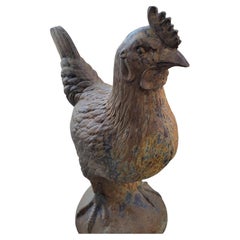 Used 19thc Monumental Cast Iron Garden Rooster 