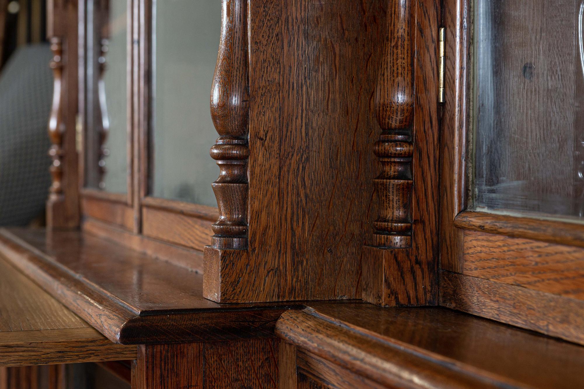 19thc Monumental English Architectural Glazed Oak Bookcase 5