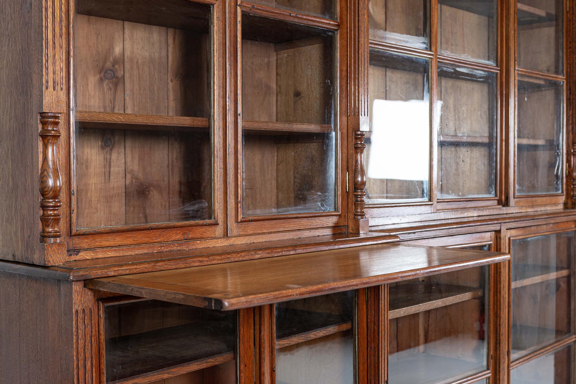 19thc Monumental English Architectural Glazed Oak Bookcase 6