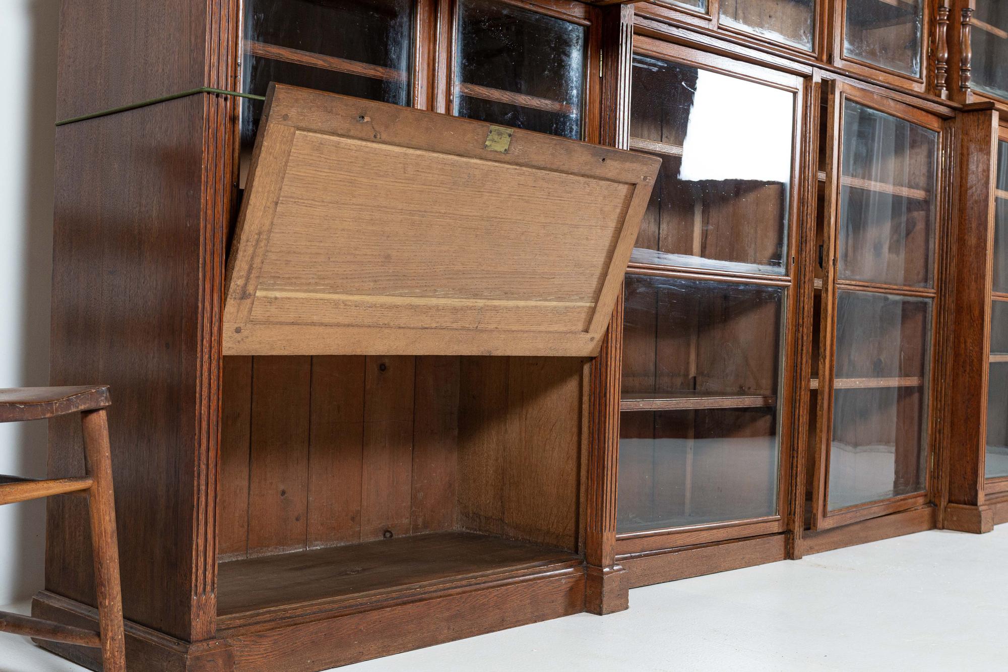 19thc Monumental English Architectural Glazed Oak Bookcase 7