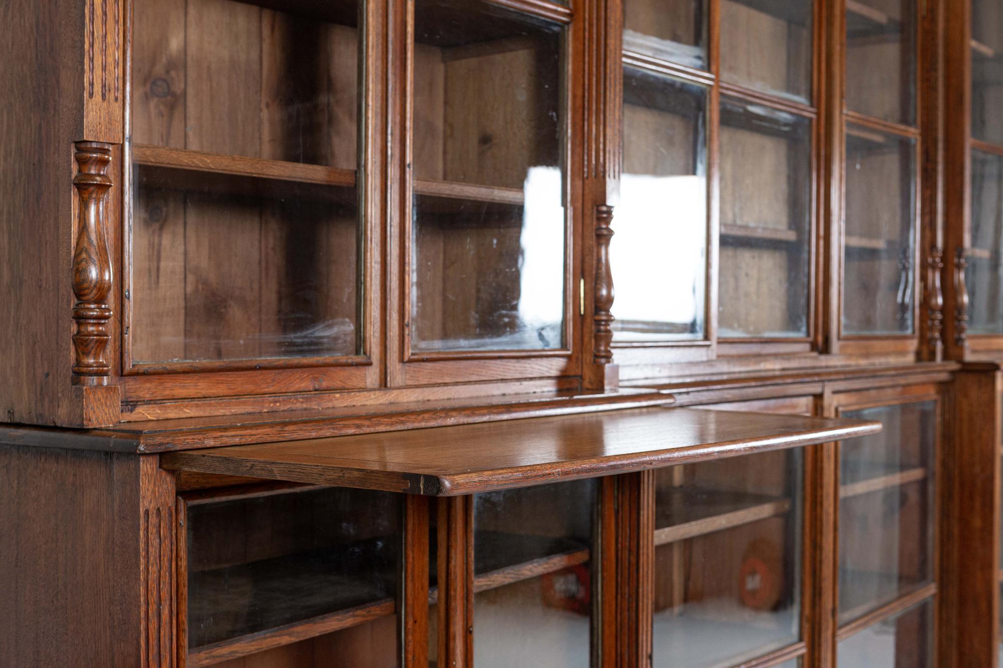 19thc Monumental English Architectural Glazed Oak Bookcase 4