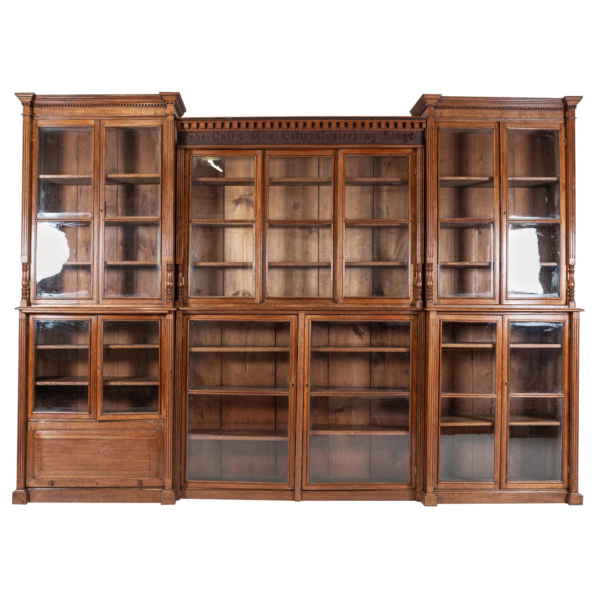 19thc Monumental English Architectural Glazed Oak Bookcase