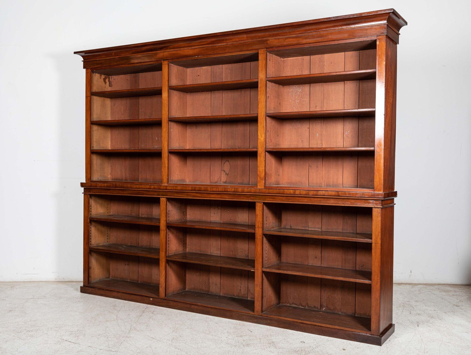 19thC Monumental English Mahogany Open Library Bookcase In Good Condition In Staffordshire, GB