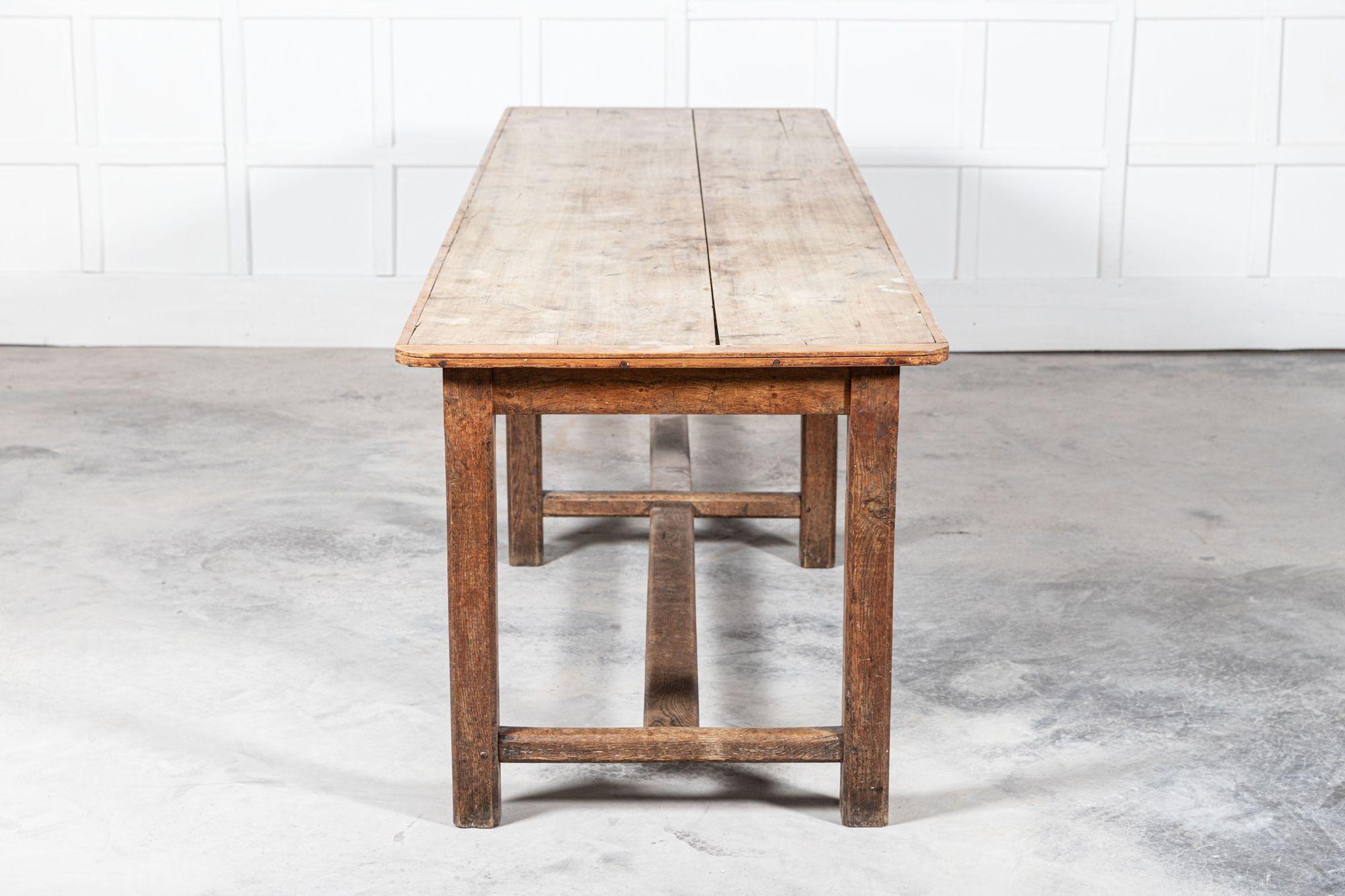 19thC Monumental French Oak & Fruitwood Farmhouse Table For Sale 4