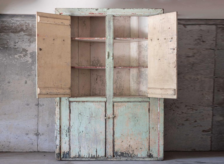 19thC Monumental Country Painted Cupboard For Sale at 1stDibs