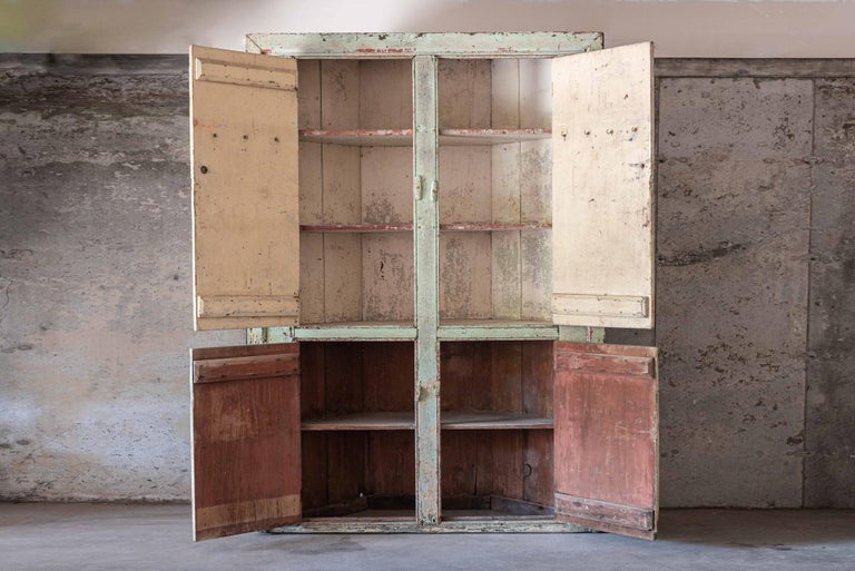 19thC Monumental Country Painted Cupboard For Sale at 1stDibs