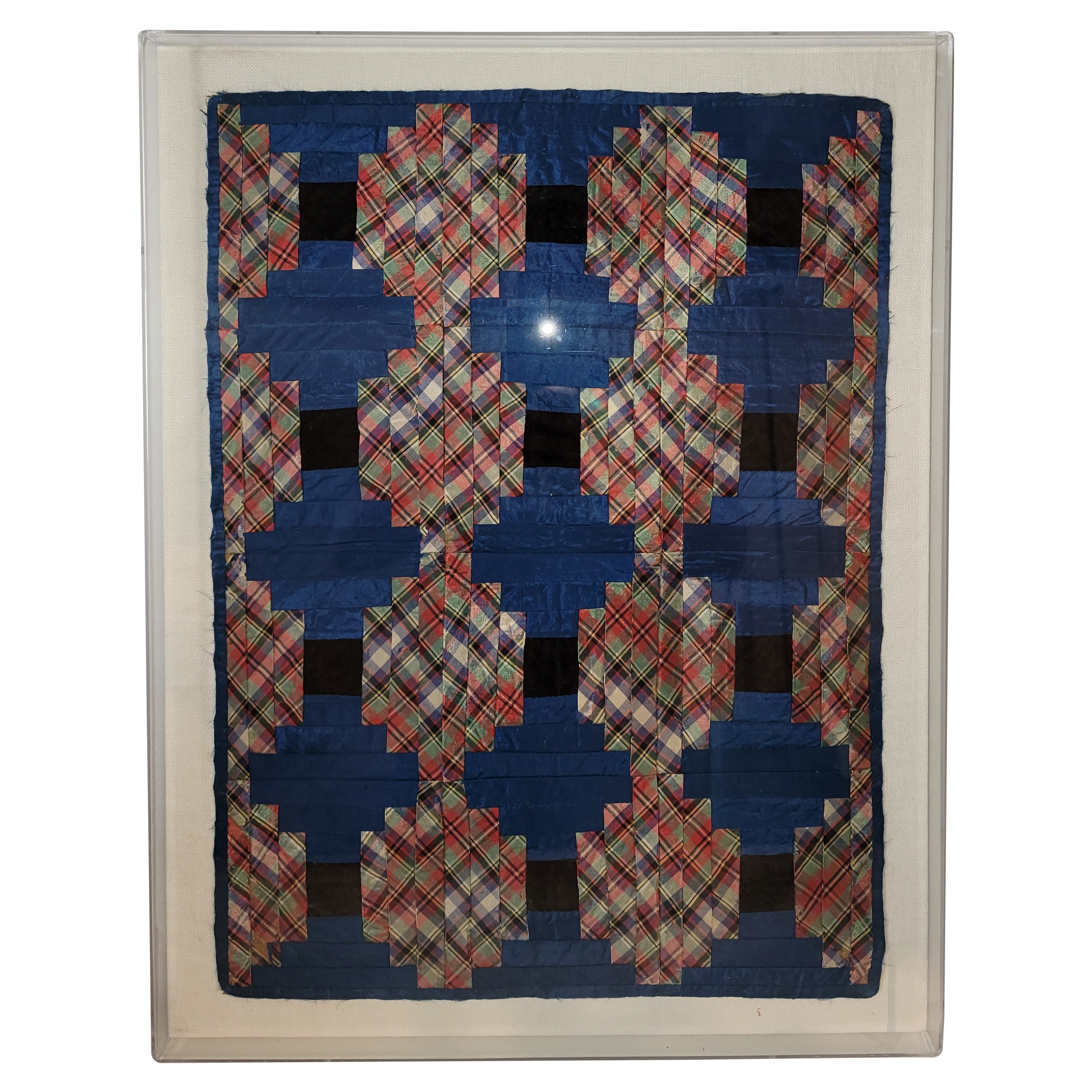 19Thc Mounted Quaker Doll Quilt