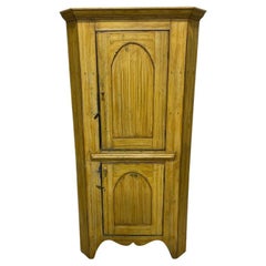 19thc Mustard Painted Corner Cupboard