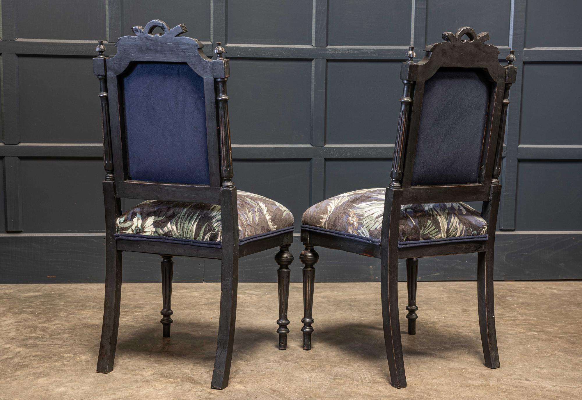 19th Century Napoleon III Ebonized Salon Suite Reupholstered  For Sale 12