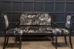 19th Century Napoleon III Ebonized Salon Suite Reupholstered