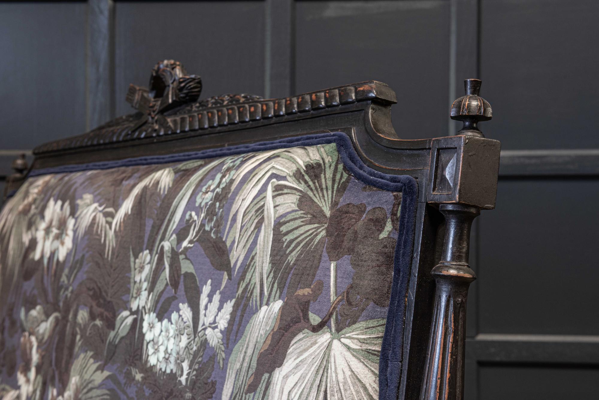 19th Century Napoleon III Ebonized Salon Suite Reupholstered  For Sale 3